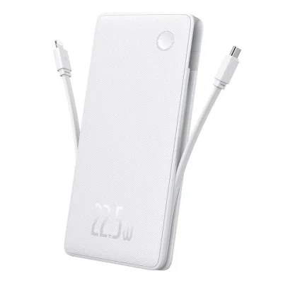 Baseus Airpow Lite Power Bank 10000Mah 22.5W Dual-Cable Moon White